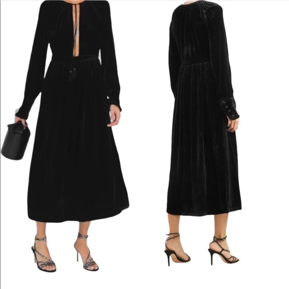 Ulla Johnson Talitha Midi Dress Black Velvet Silk Bohemian Witchy Size 2 - Picture 16 of 16